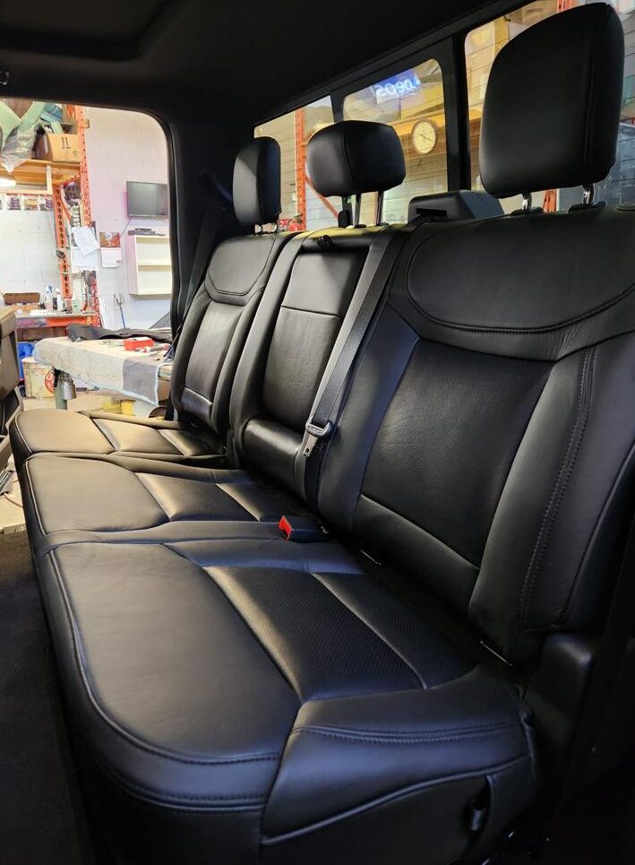 black leather seat covers in car